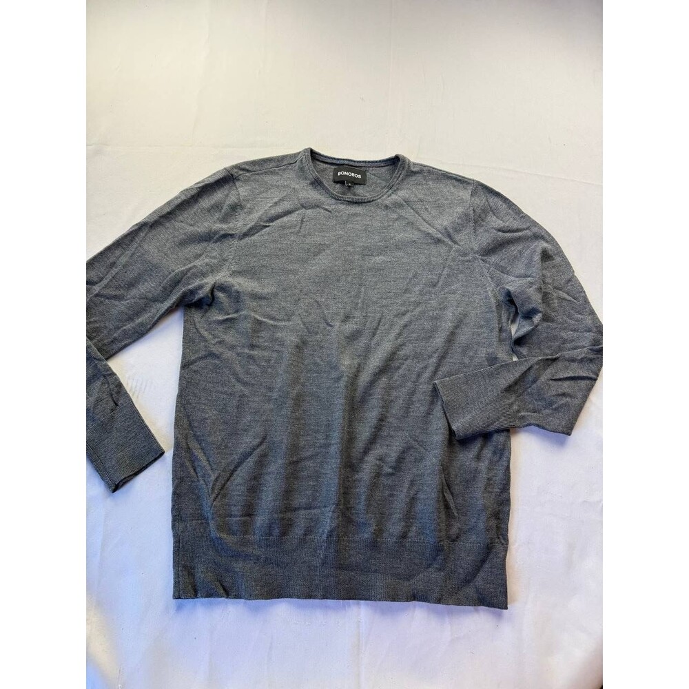 Bonobos Sweater Mens Medium Gray Knit Crew Neck Pullover Long Sleeves Preppy